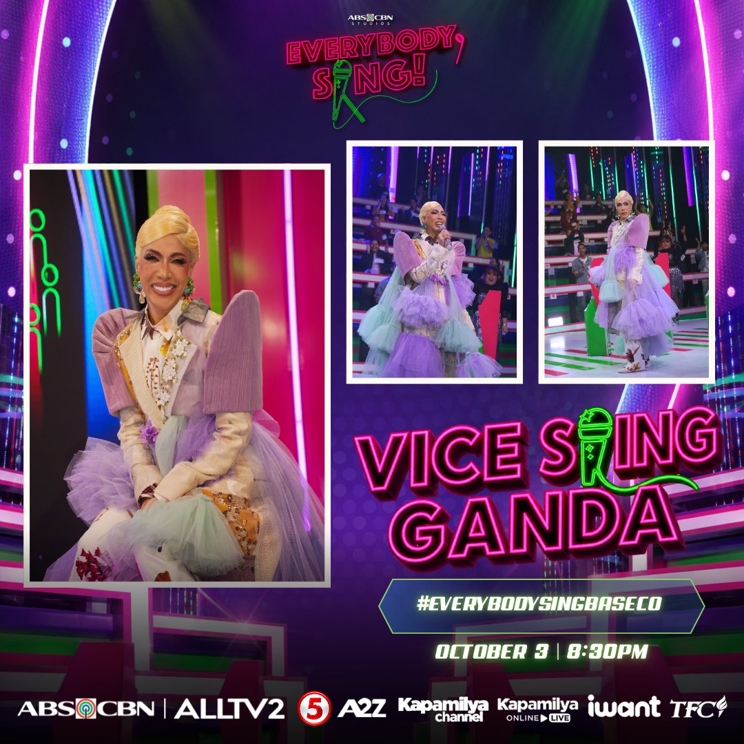 everybodysingph's tweet photo. Always giving at slay ang Vice Sing Ganda look ni Meme Vice!
#EverybodySingBaseco
📅Saturday & Sunday | 8:30pm
📺ALLTV2, TV5, A2Z, Kapamilya Channel, Kapamilya Online Live, iWant, and TFC https://t.co/WxxOBimsU6