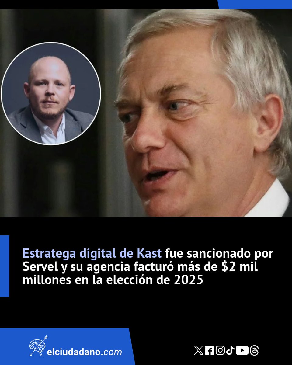 El_Ciudadano's tweet photo. $868 millones recibió por parte de la campaña presidencial de Kast, la agencia del estratega digital Andrés Joannon Grezel, quien fue sancionado por el Servel por difundir mensajes fuera de plazo durante el plebiscito constitucional, en los cuales aparece información que puede ser calificada como engañosa

Lee la nota completa en el link 🔗https://t.co/cWcmuMOWHk