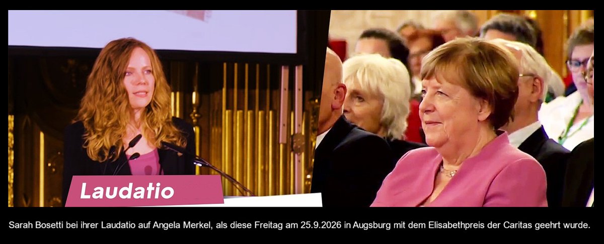 NotizBox's tweet photo. Polis · Un/Doing Demokratie - Thks @sarahbosetti

Eine außergewöhnliche Rede.

Sarah Bosetti, Laudatio auf Angela Merkel anl. Elisabethpreis der Caritas am 25.9.2026. https://t.co/os7A0ddqQZ https://t.co/2ugxANW191
