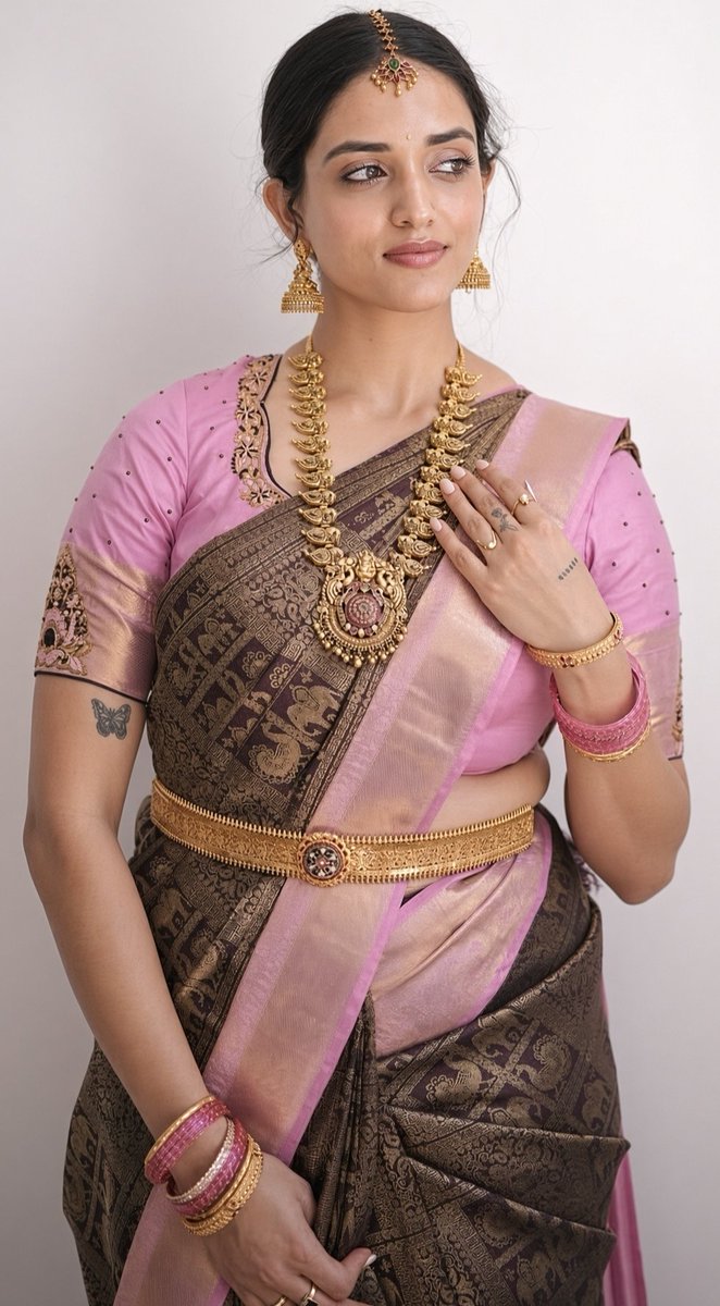 akashvibes's tweet photo. Good Evening Friends 😊 
Grace in every fold ✨ 
Gold that doesn’t shout. Some faces don’t just wear a saree — they complete it.
Shreya Vishakant making heritage look effortless 🔥 
#ShreyaVishakant ♥️ https://t.co/Ltt21EplhY