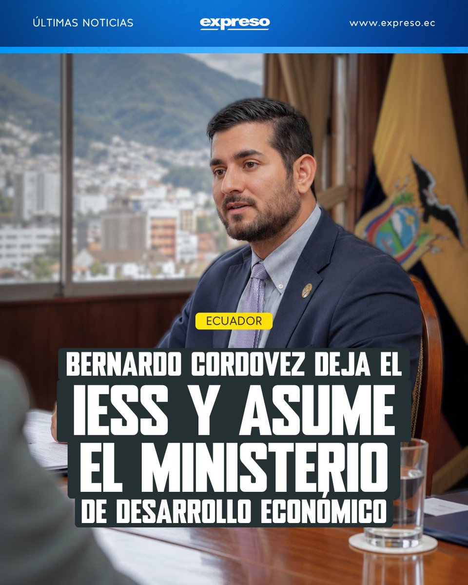 Expresoec's tweet photo. El presidente Daniel Noboa dispuso la salida de Sariha Moya del Ministerio de Desarrollo Económico y Productivo y designó en su lugar a Bernardo Cordovez.

Más detalles 👇
https://t.co/aTctdiGKAd https://t.co/lNPFF7KHCA
