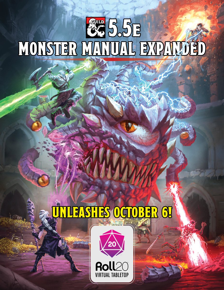 DM_Dragonix's tweet photo. Monster Manual Expanded 5.5e Roll20 Compendium will be unleashed on October 6!
You can grab it at the @roll20app marketplace or at @dms_guild!
#roll20 #dmsguild