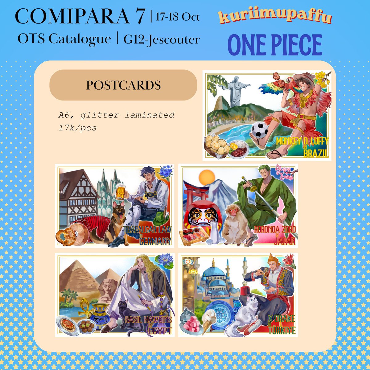 kuriimupaffu's tweet photo. 💛&amp;🔄 are very appreciated! 
Hellooooo, my catalogue for #comipara7 is here!  o(〃＾▽＾〃)o

🛍 OTS only 
🗓 17—18 October
📍Booth Jescouter (G12) 🛴💨
 Fandom: One Piece &amp; Stardew Valley ✨
#comipara #comipara7 #comipara7catalogue #cmpr7 https://t.co/mMBUqGfb7W