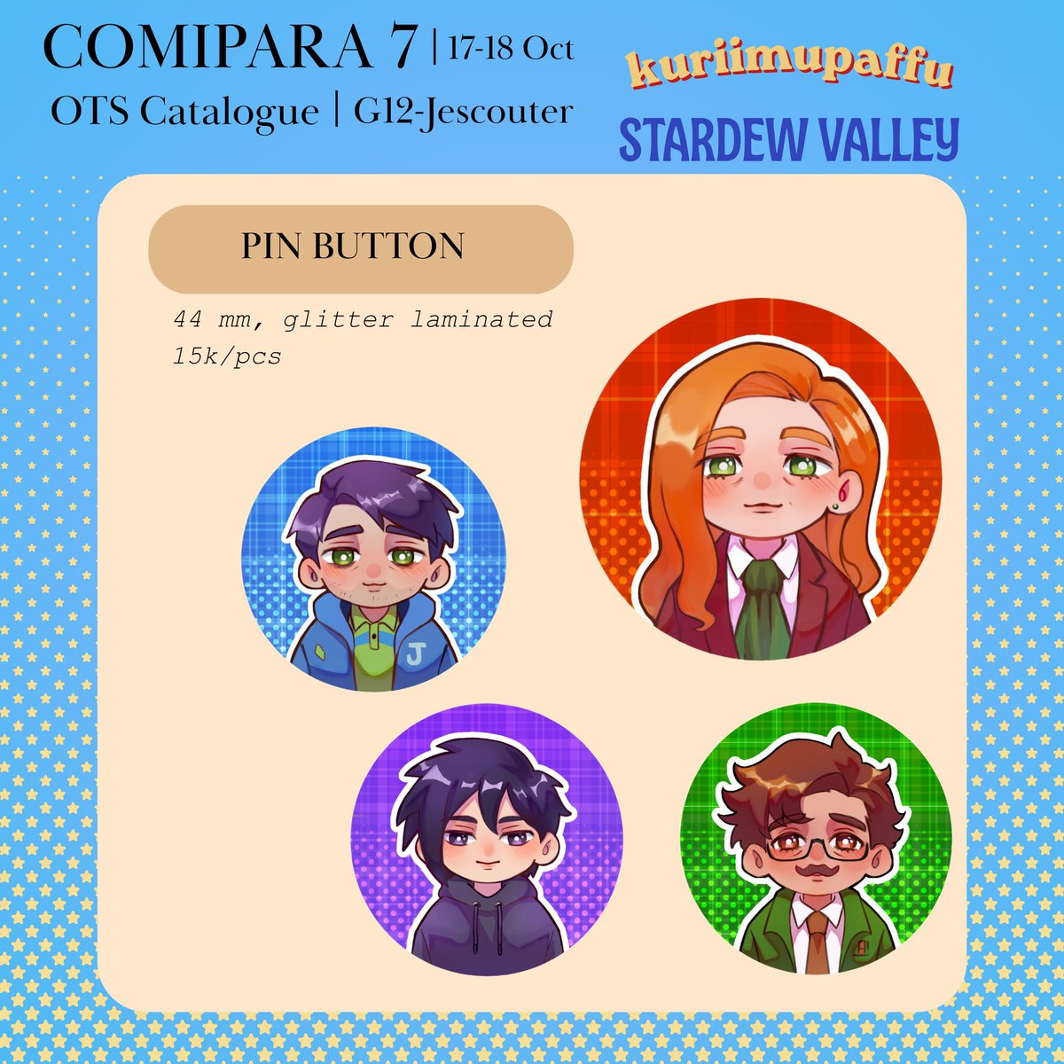 kuriimupaffu's tweet photo. 💛&amp;🔄 are very appreciated! 
Hellooooo, my catalogue for #comipara7 is here!  o(〃＾▽＾〃)o

🛍 OTS only 
🗓 17—18 October
📍Booth Jescouter (G12) 🛴💨
 Fandom: One Piece &amp; Stardew Valley ✨
#comipara #comipara7 #comipara7catalogue #cmpr7 https://t.co/mMBUqGfb7W