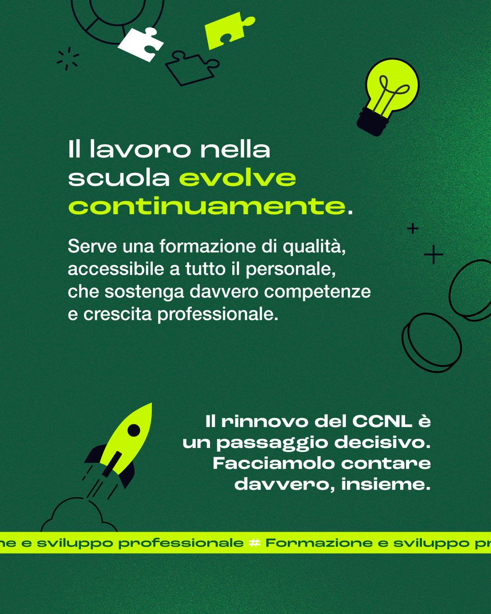 cislscuola's tweet photo. 🟢 #CCNL2527 | Cosa può cambiare per te
La #scuola cambia ogni giorno. Per questo anche chi ci lavora deve poter continuare a crescere ed evolvere.

Una #formazione di qualità, accessibile a tutto il #personaledocente e #ATA, significa acquisire nuove competenze, affrontare con più strumenti le sfide di una professione in continua evoluzione e vedere riconosciuto il proprio percorso di crescita.

Per la #CISLScuola, investire nella formazione significa investire nel valore del lavoro e nella qualità della scuola.
Il rinnovo del #CCNL è un passaggio decisivo. Facciamolo contare davvero, insieme.

Per approfondire, consulta la sezione dedicata:
 https://t.co/tfneGobOOV

#FacciamoloContareDavvero