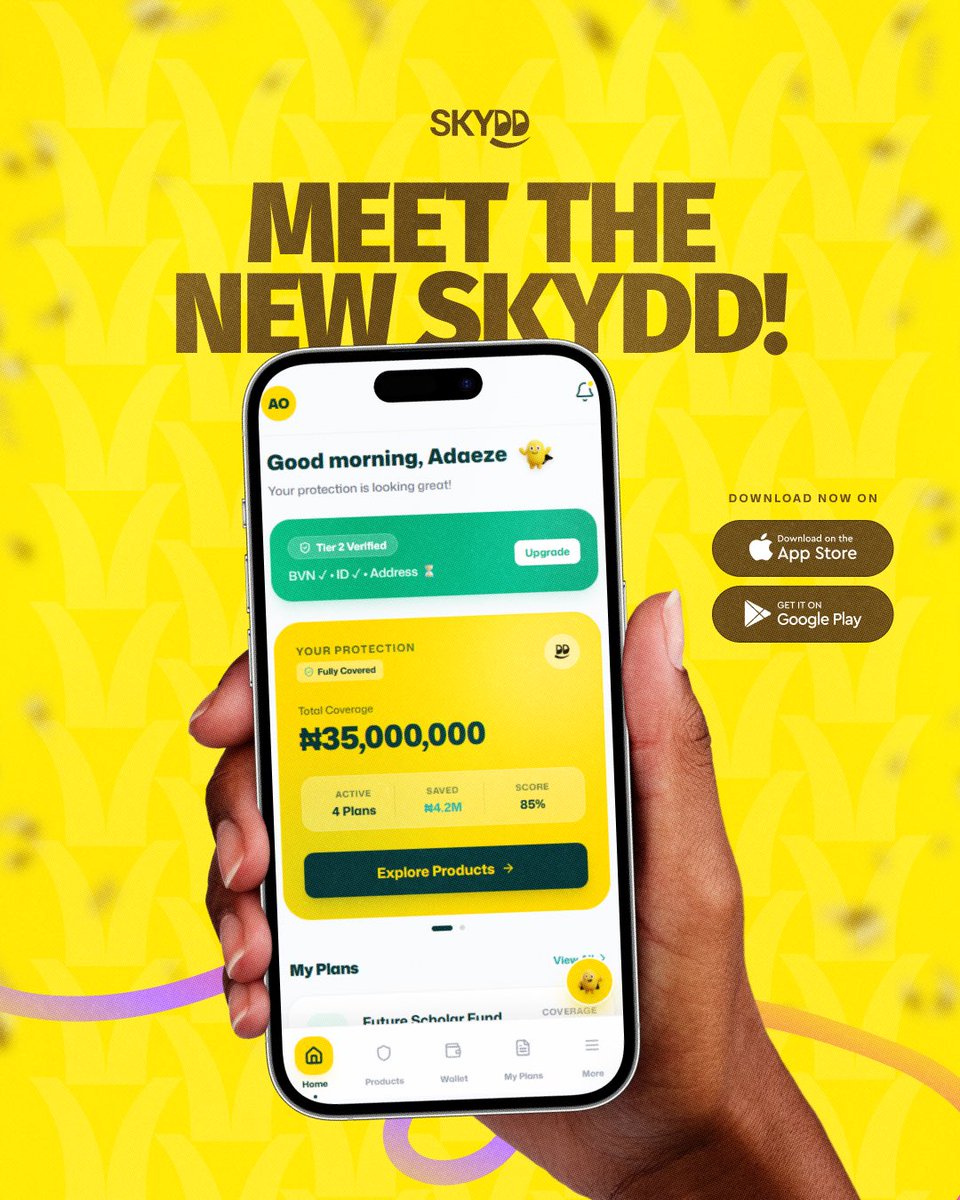 Weareskydd_'s tweet photo. IT’S TIMEEEEEEEE!!!!!!!!!!!!!

MEET THE NEW SKYDD🥹🥹💛💛

A whole new way to protect and save for what matters, now at your fingertips.

Explore. Save. Protect. Plan. Stay covered.

The new Skydd app is HERE🚀

Download now on the App Store or Google Play. https://t.co/ACuSSm50p5