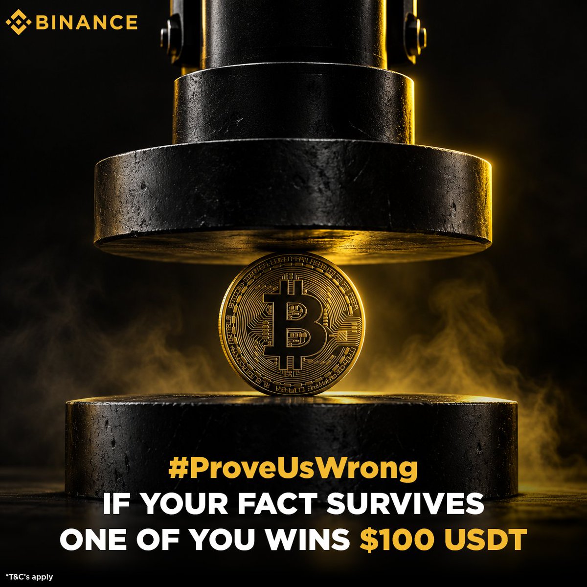 BinanceForIN's tweet photo. Think you know 𝘽𝙞𝙩𝙘𝙤𝙞𝙣? 
Can you 𝗣𝗥𝗢𝗩𝗘 𝗨𝗦 𝗪𝗥𝗢𝗡𝗚?

𝗚𝗶𝘃𝗲 𝘂𝘀 𝗼𝗻𝗲 𝗕𝗶𝘁𝗰𝗼𝗶𝗻 𝗳𝗮𝗰𝘁 𝘆𝗼𝘂’𝗿𝗲 𝘀𝘂𝗿𝗲 𝘄𝗲 𝗰𝗮𝗻’𝘁 𝗽𝗿𝗼𝘃𝗲 𝘄𝗿𝗼𝗻𝗴.
𝗢𝗻𝗲 𝘄𝗶𝗻𝗻𝗶𝗻𝗴 𝗳𝗮𝗰𝘁. $𝟭𝟬𝟬 𝗨𝗦𝗗𝗧.

✍️ Rules:
- Follow @BinanceForIN, like and reshare this post
- Tag 2 friends & get them to follow us
- Drop your fact in the comments
- We get 24 hours to break it
- Facts, exceptions, technicalities and counterexamples are all fair game
- If your fact survives, one of you will win $𝟭𝟬𝟬 𝗨𝗦𝗗𝗧!

𝗣𝗥𝗢𝗩𝗘 𝗨𝗦 𝗪𝗥𝗢𝗡𝗚!

*T&Cs apply.
