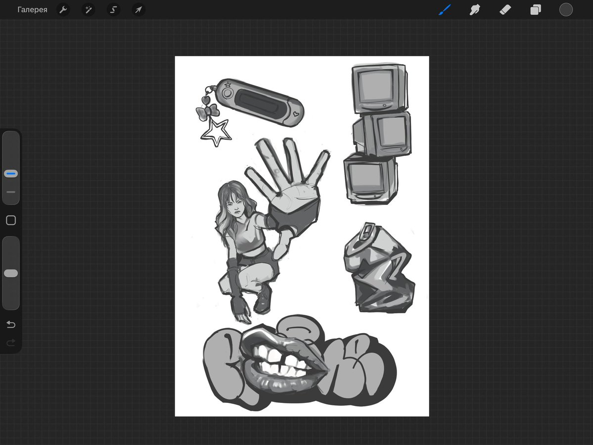 panda_tukan's tweet photo. Working on a new Y2K / alt-grunge sticker pack ⚡
Lineart &amp; shading stage!

#artwip #WIP #procreate #digitalart #stickerpack https://t.co/2ZJds5XKxv