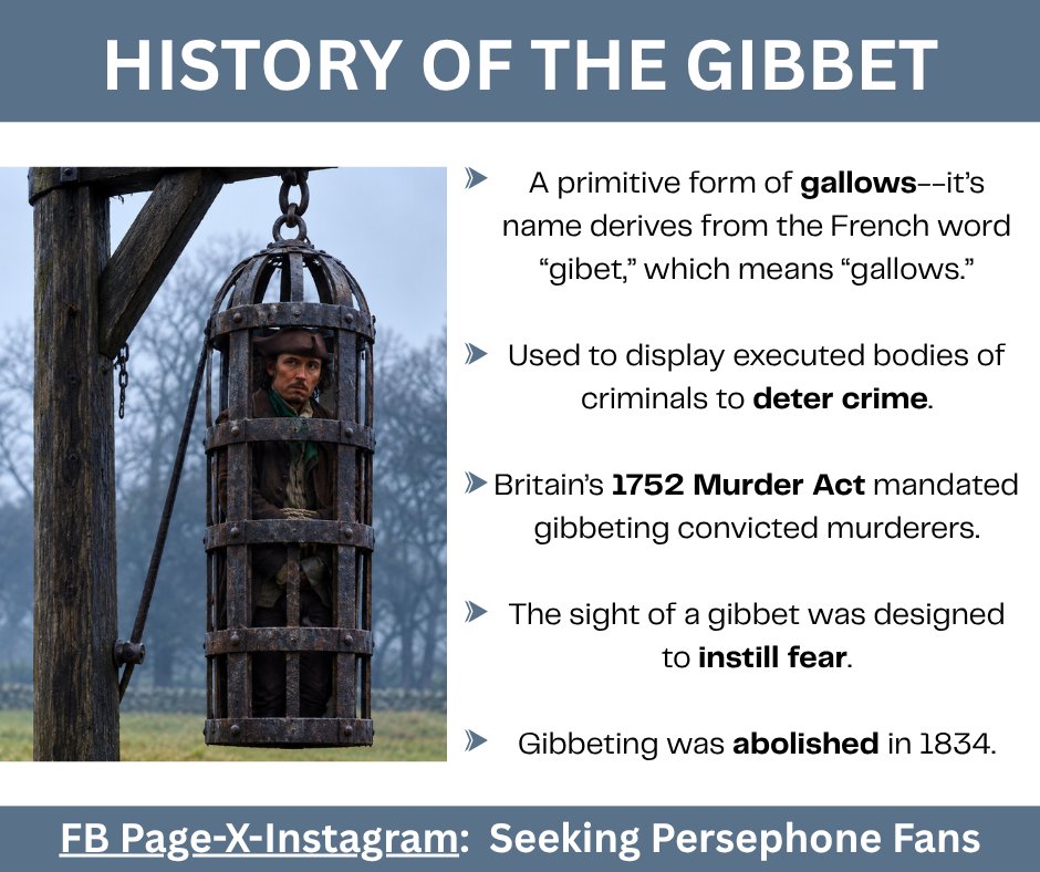 FalstoneCastle's tweet photo. In the book, Jimmy Smith spent less than 2 hours in the gibbet before being taken to a jail in Sifton on a charge of attempted murder.

Here's the history of the #gibbet.

See!  #SeekingPersephone is EDUCATIONAL, so we better watch it again to see what else we might learn!  😁 https://t.co/Fcoh48KatR