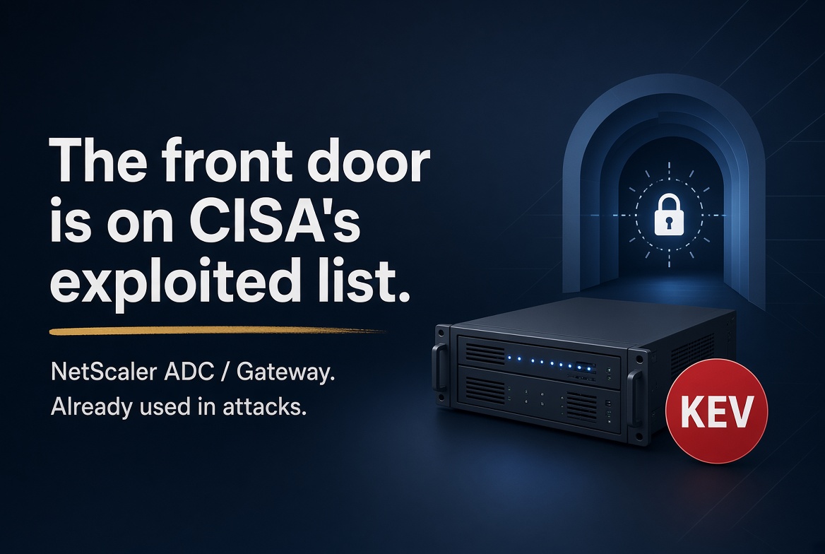 Darthtech_'s tweet photo. CISA added two Citrix NetScaler RCE bugs to KEV over the weekend. Already exploited.

If that’s how staff get in after 5, patch this week.

Then ask what ran inside if the box was hit first.

Gateway last Friday. Citrix this Monday. Same question. https://t.co/lTiMQpZeYK