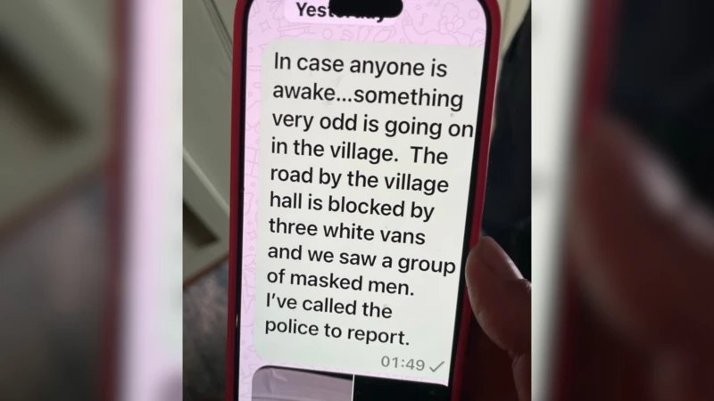 TRobinsonNewEra's tweet photo. The farmer who called 999 over the suspects near RAF Fairford says she is "100% certain" she saw 8-10 men, not just the 5 that were arrested. 

She says she is surprised the police haven't contacted her to ask what she saw.

She also revealed the message she sent to the village WhatsApp group after encountering the men.