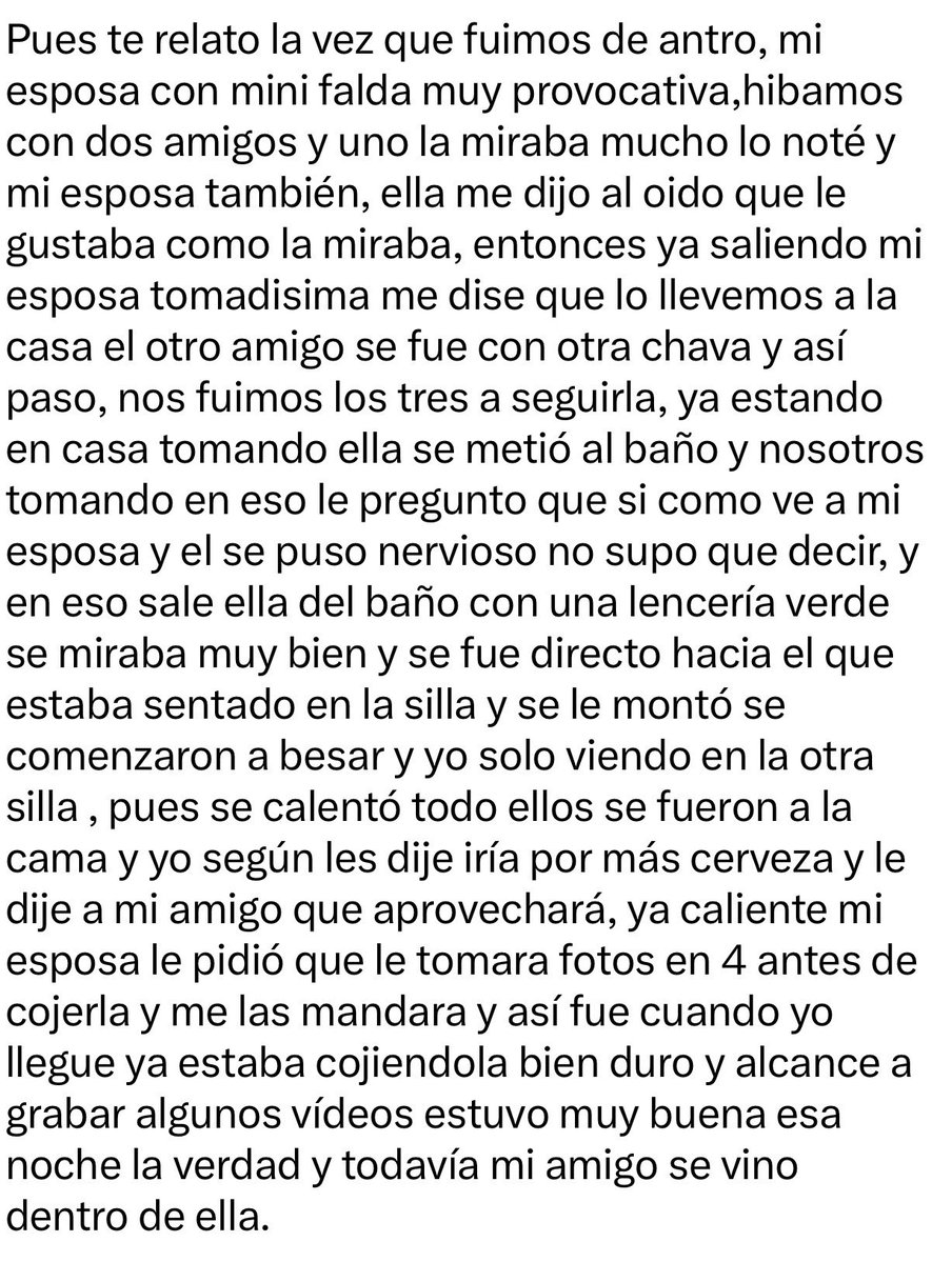 mi_corno's tweet photo. Pues te relato la vez que fuimos de antro, mi esposa con mini falda muy provocativa,hibamos con dos amigos y uno la miraba mucho lo noté y mi esposa también, ella me dijo al oido que le gustaba como la miraba, entonces ya saliendo mi esposa tomadisima me dise https://t.co/S2khoxJLYx