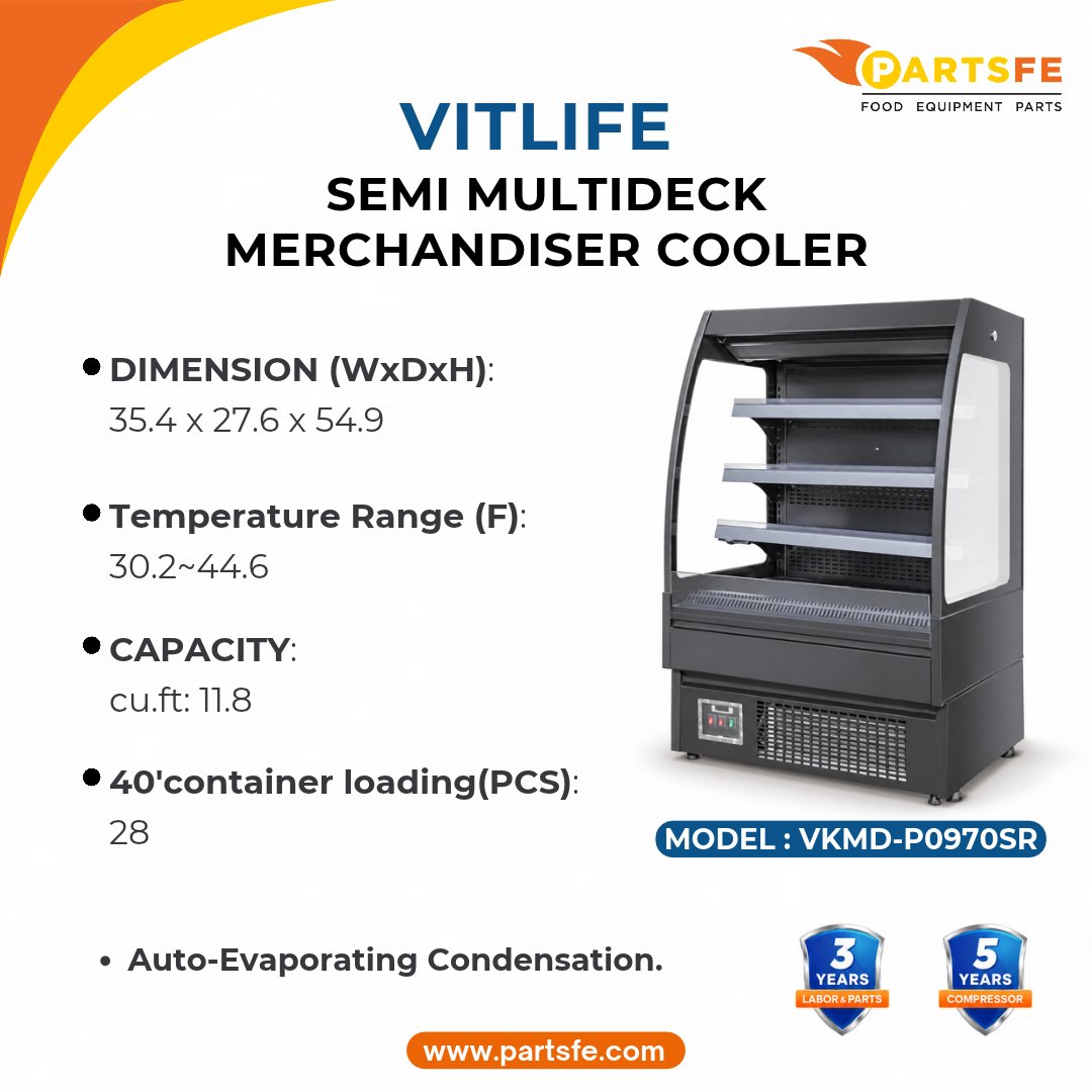 PartsFe's tweet photo. Better product display! VITLIFE Semi Multideck Merchandiser Coolers: efficient chilled display, easy access, great visibility. Many sizes, 30.2°F–44.6°F.
See more: https://t.co/wUEgh258Rl
#VITLIFE #SemiMultideckMerchandiserCooler #CommercialKitchen #RestaurantEquipment #PartsFe https://t.co/9BMAOQNEKJ