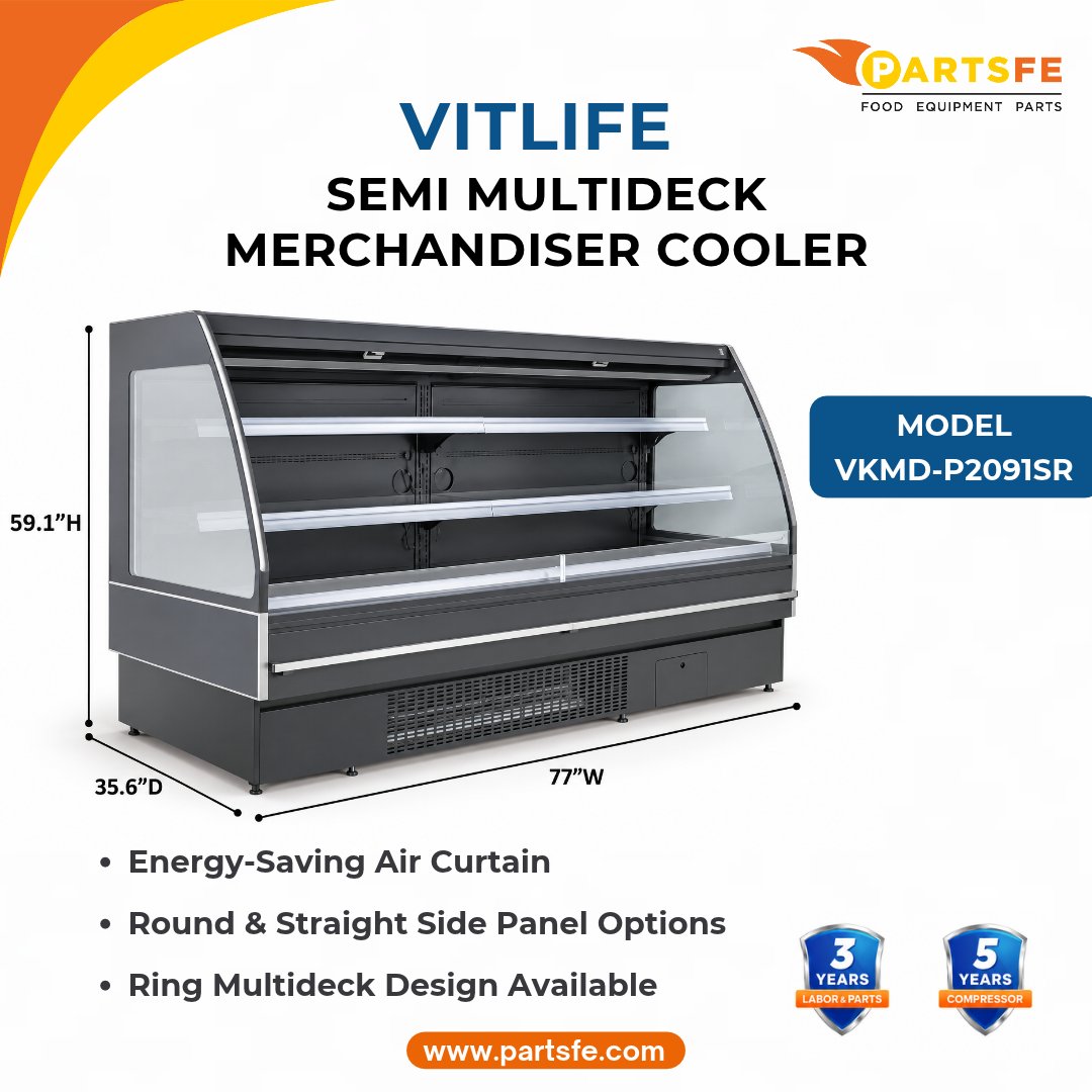 PartsFe's tweet photo. Better product display! VITLIFE Semi Multideck Merchandiser Coolers: efficient chilled display, easy access, great visibility. Many sizes, 30.2°F–44.6°F.
See more: https://t.co/wUEgh258Rl
#VITLIFE #SemiMultideckMerchandiserCooler #CommercialKitchen #RestaurantEquipment #PartsFe https://t.co/9BMAOQNEKJ