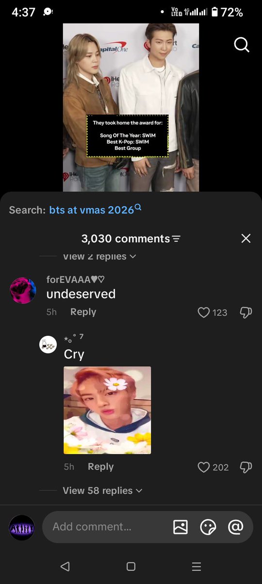 komovsh3's tweet photo. @Bangtan_Holic07 They're crying 🥴😂😂 they're mad 🥴😜 https://t.co/RaYpsq0NWT