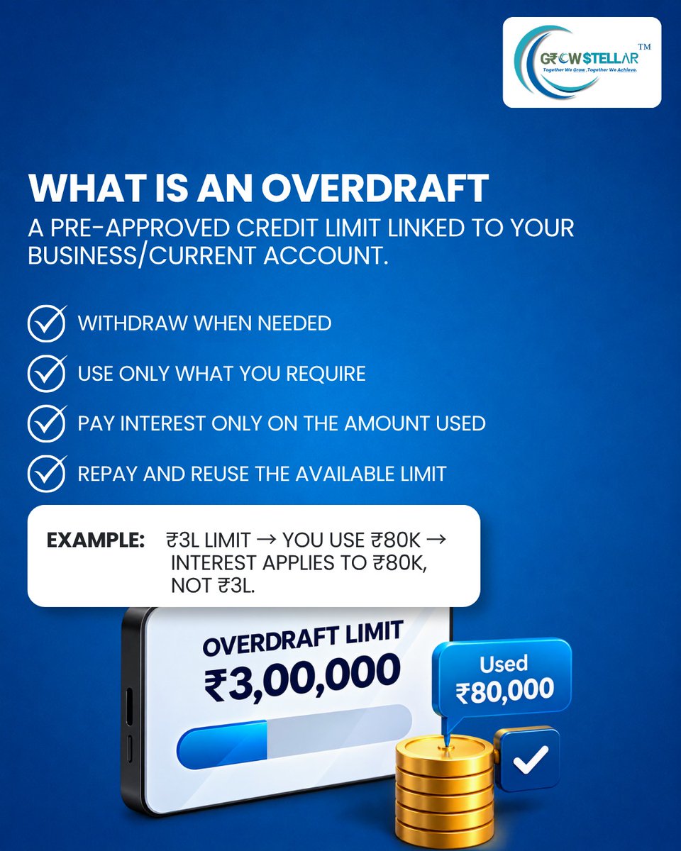 Growstellar06's tweet photo. POV: Business has money… just not today. 💀💸

OD can help bridge the cash-flow gap.
But remember:
Borrow smart > Borrow more. 👀

Know the cost. Plan repayment. Stay in control.

#Overdraft #BusinessFinance #MSME #CashFlow #GrowStellar https://t.co/kXeeUUJFY3
