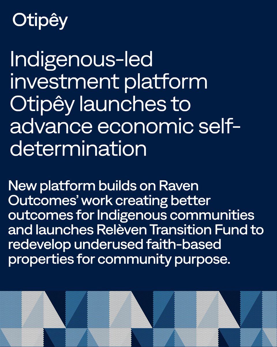OtipeyInvests's tweet photo. Today marks the launch of @otipeyinvests, an #Indigenous led investment platform advancing Indigenous economic #selfdetermination. Grown out of Raven Outcomes, we will build and manage new investment funds and financial tools.
Learn more: https://t.co/J6J17d1NN2 https://t.co/fgb8Aw2xY9