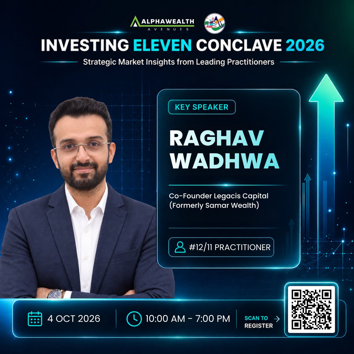 Inv11Conclave's tweet photo. Built Samar Wealth. Evolved it into Legacis Capital.

Raghav Wadhwa, Co-Founder of Legacis Capital, joins 11 other practitioners at IEC OCT 2026 

4 Oct | 10 AM – 7 PM
This is your last chance to catch the Early Bird rate 👇
https://t.co/hUPZx8TIjo

@raghavwadhwa https://t.co/D9PliSQlgs