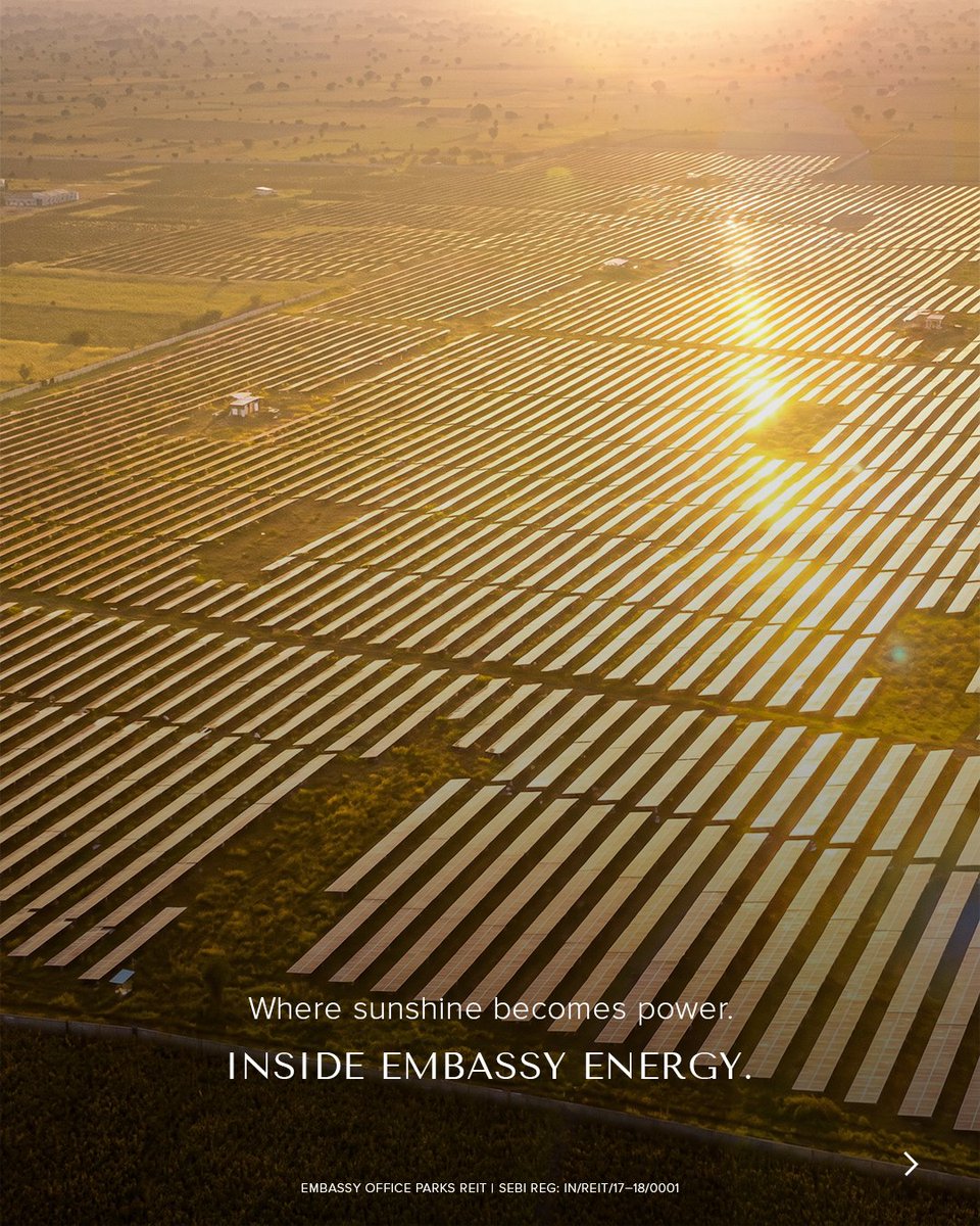 embassy_reit's tweet photo. A different kind of skyline.

Spread across 460 acres, our 100 MW solar park in Bellary, Karnataka helps power our Bengaluru workplaces with green energy.

Embassy Energy at work.

#EmbassyREIT #EmbassyEnergy #EmbassyGroup https://t.co/qyZdFs1D0X