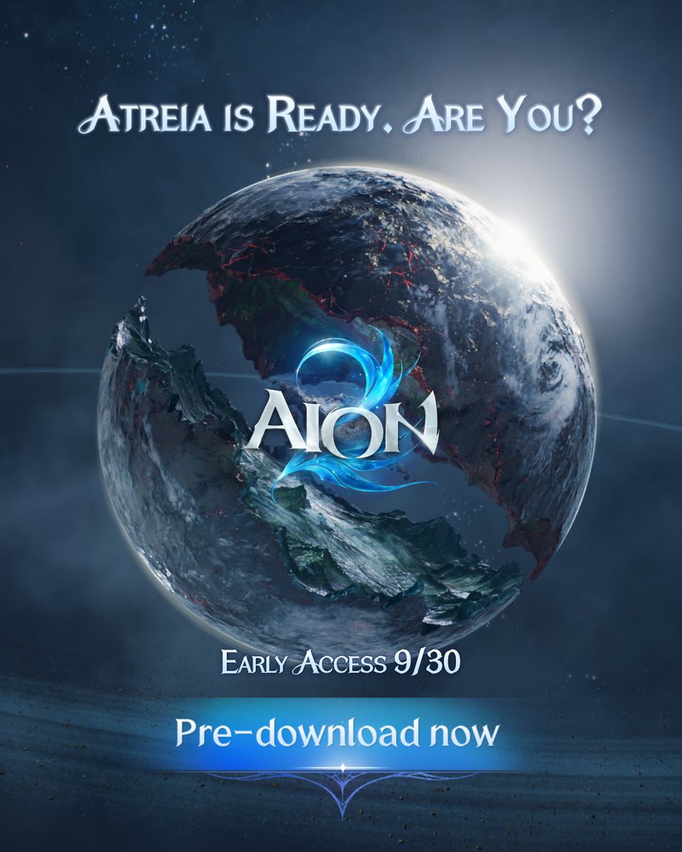 AION2Official's tweet photo. Early Access is two days away. Pre-download AION 2 now so there’s nothing standing between you and Atreia, September 30.

🪽Unlock Early Access now with Founder's Pack!
🪽https://t.co/xEMS3oESIl

#AION2 #AION2Global #MMORPG https://t.co/00VesUP3gP
