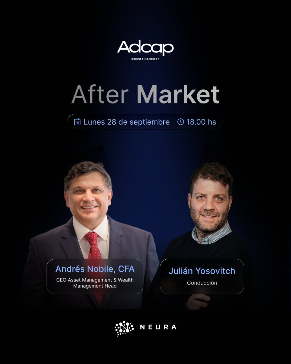 AdcapArg's tweet photo. 📺  Este lunes, @AndresNobile3 , CEO de Adcap Asset Management, estará en @neuramedia  junto a @julianyosovitch.

Una conversación sobre actividad económica, inflación, FAL y los principales temas que hoy marcan la agenda económica y financiera.

📍 Mirá la entrevista acá
https://t.co/A4IaalwEi2