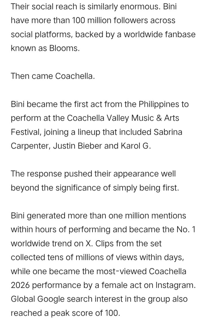 aomsdbr's tweet photo. #BINI was featured by Canadian music journalist, and radio host Eric Alper on his blog for their global breakthrough with the Signals Tour.

“Bini have already made history at Coachella, sold out the world’s largest indoor arena and crossed two billion combined streams.” https://t.co/gESgDviRq2