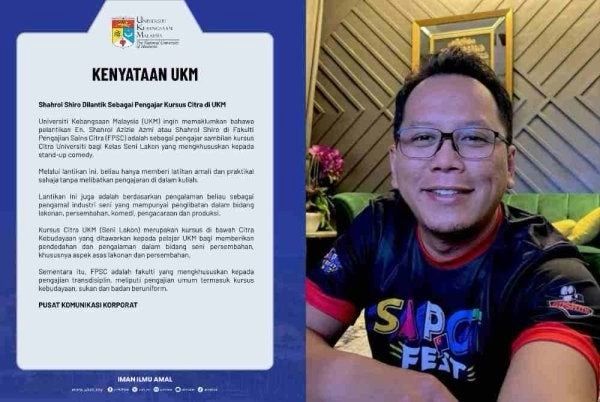 harakakdailyHD's tweet photo. UKM menjelaskan lantikkan Shahrul Shiro sebagai pensyarah tidak melibatkan sesi kuliah.

“Kami belum ada silibus khas ilmu mengampu,” ujar wakil Universiti Komedi Malaysia itu lagi. https://t.co/8wNcLBSrlf