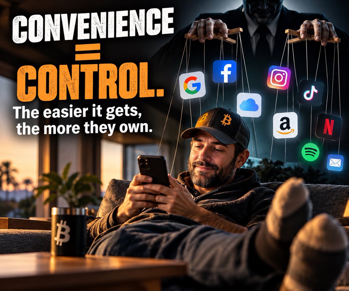 Sovereigntyinit's tweet photo. Convenience is easy.

Control is harder to get back once you give it away.

Your data. Your keys. Your choices.

Own more. Depend less. https://t.co/4d6Trodi1Q
