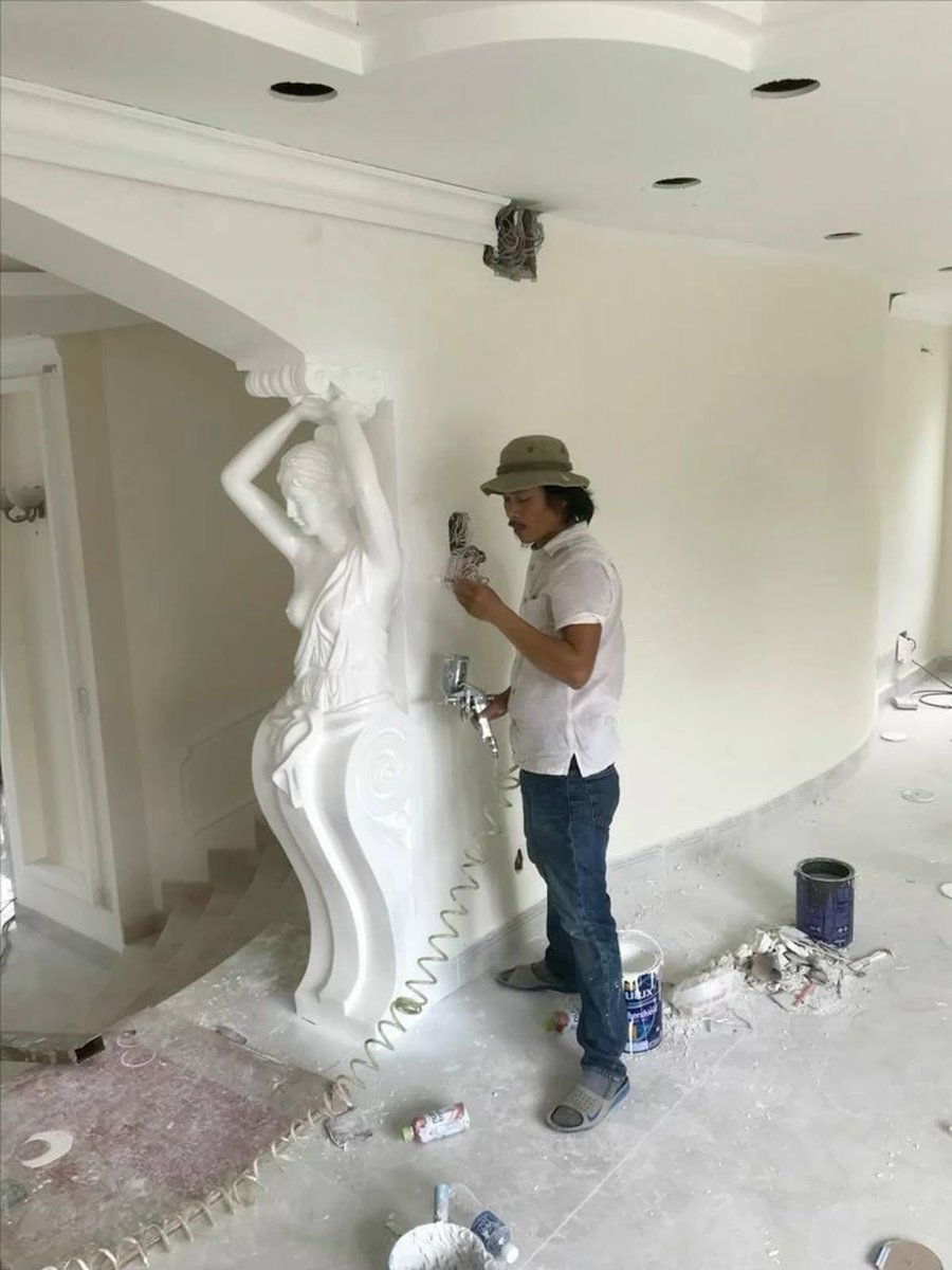 INTERIORBYHUT's tweet photo. Why settle for a boring wooden support beam when you can hire a Greek goddess to hold your ceiling up? https://t.co/WtSDkMHkAW