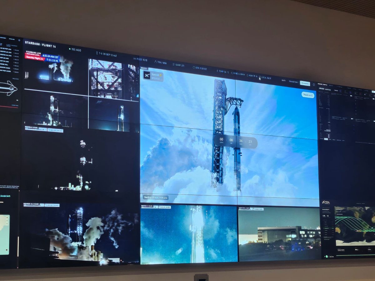 FACh_Chile's tweet photo. Desde el Centro Nacional Espacial, la #FACH monitorea el amarizaje de la misión Starship 14 @SpaceX, previsto en el Océano Pacífico, frente a Chile. https://t.co/SQRA5WFYEE