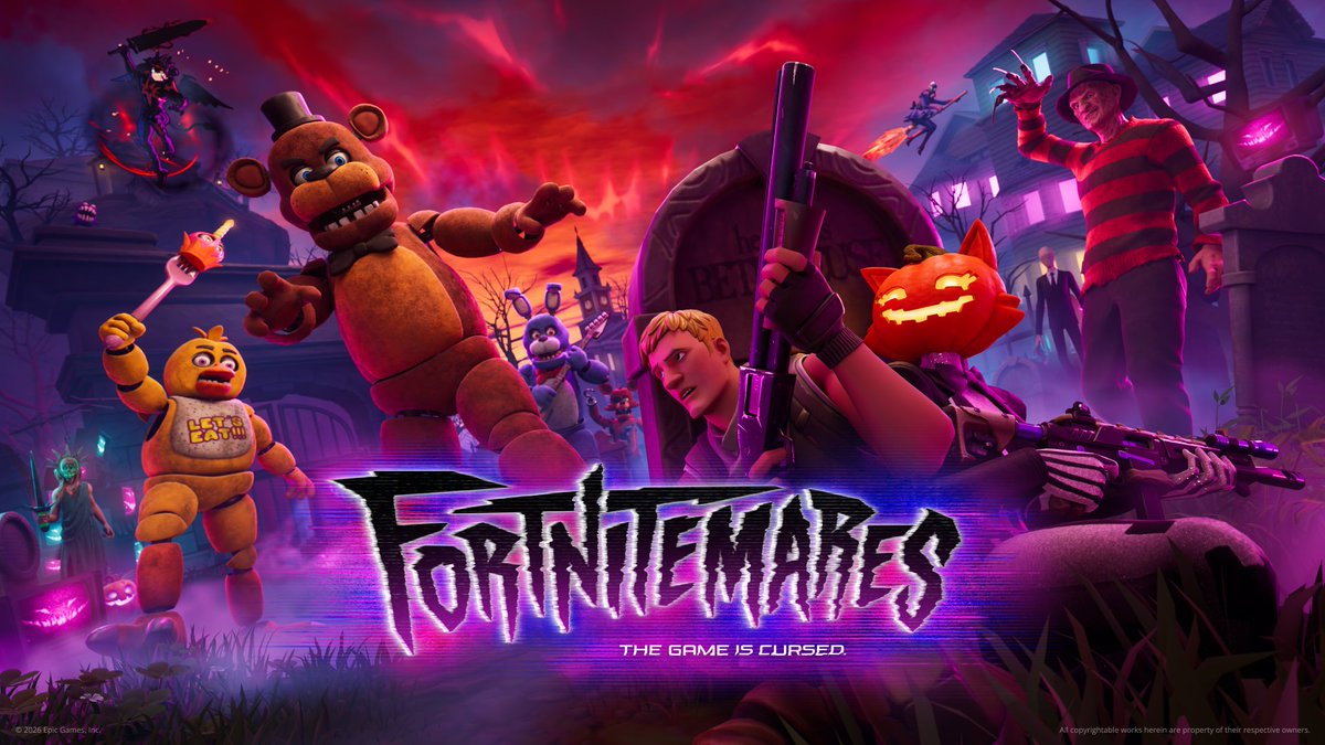 ShiinaBR's tweet photo. FORTNITEMARES 2026 KEYART

FNAF, Slenderman, Freddy Krueger, ... https://t.co/h4Dzs6NymG