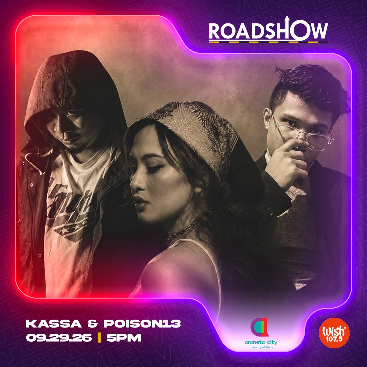 wish1075's tweet photo. Head to Araneta Coliseum (Green Gate) and watch the live Wish Bus performances of Mariah Deborah, Mikee Sarmiento, Kassa with Poison13, 3 O'clock, and Wilbert Ross tomorrow! https://t.co/dIOHTgLFrJ
