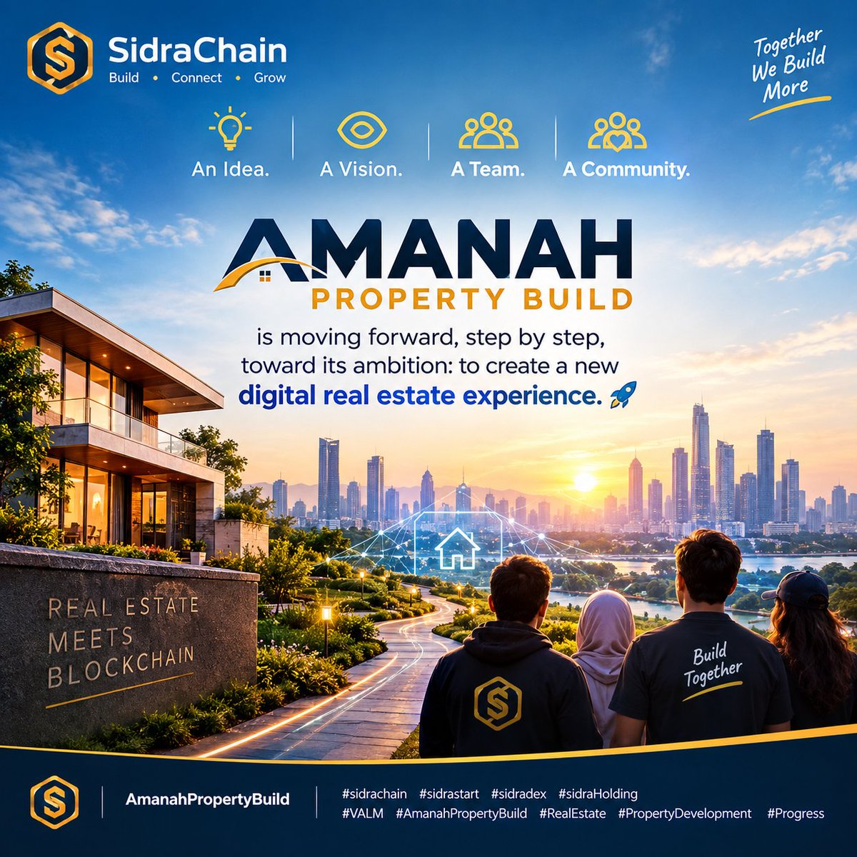 NKhayal14's tweet photo. An idea, a vision, a strong team, and a growing community. 🚀
AMANAH PROPERTY BUILD is moving forward, step by step, toward a new digital real estate experience. 🏗️🌐
Building real value with innovation, transparency, and blockchain technology. 🔥🤝
#VALM #AmanahPropertyBuild https://t.co/4jmTBS7pYK
