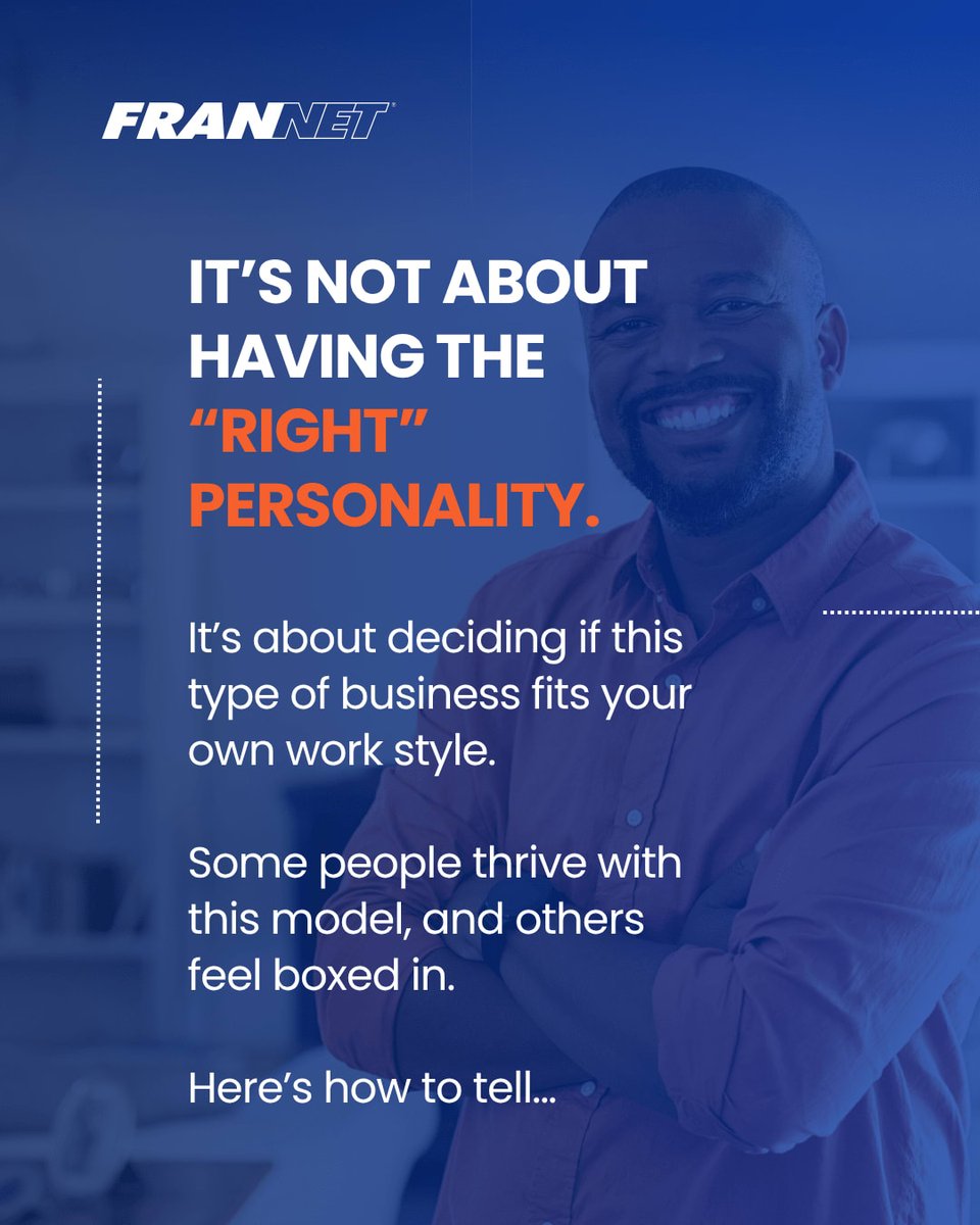 markcory's tweet photo. Franchising isn't about having the "right" personality or being an “entrepreneur type”  - it's about whether this way of running a business actually fits how you like to work.

When you're ready, let's talk!

#Franchising #BusinessOwnership https://t.co/75AWLNRpOk