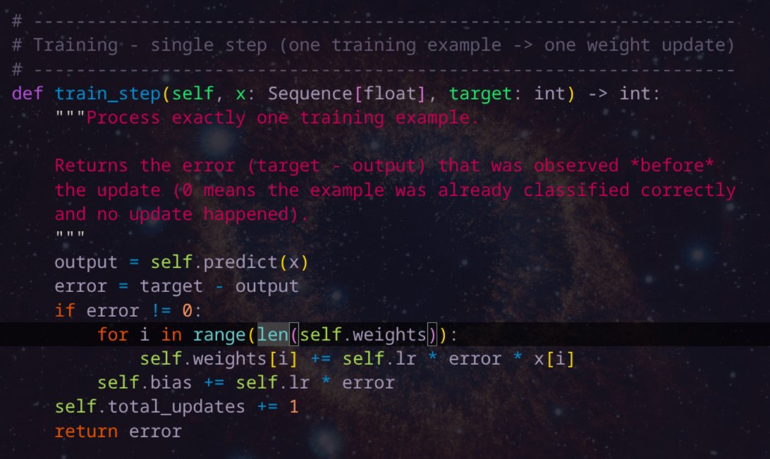 w_wander_r's tweet photo. Built a Perceptron-based binary classifier from scratch in Python! 🧠⚡️

The task was to implement ROSENBLATT's Perceptron with both console &amp; GUI modes, featuring step-by-step training (manual &amp; timed) and automatic convergence visualization.

Code &amp; UI below 👇 https://t.co/VbjXbYkeQf