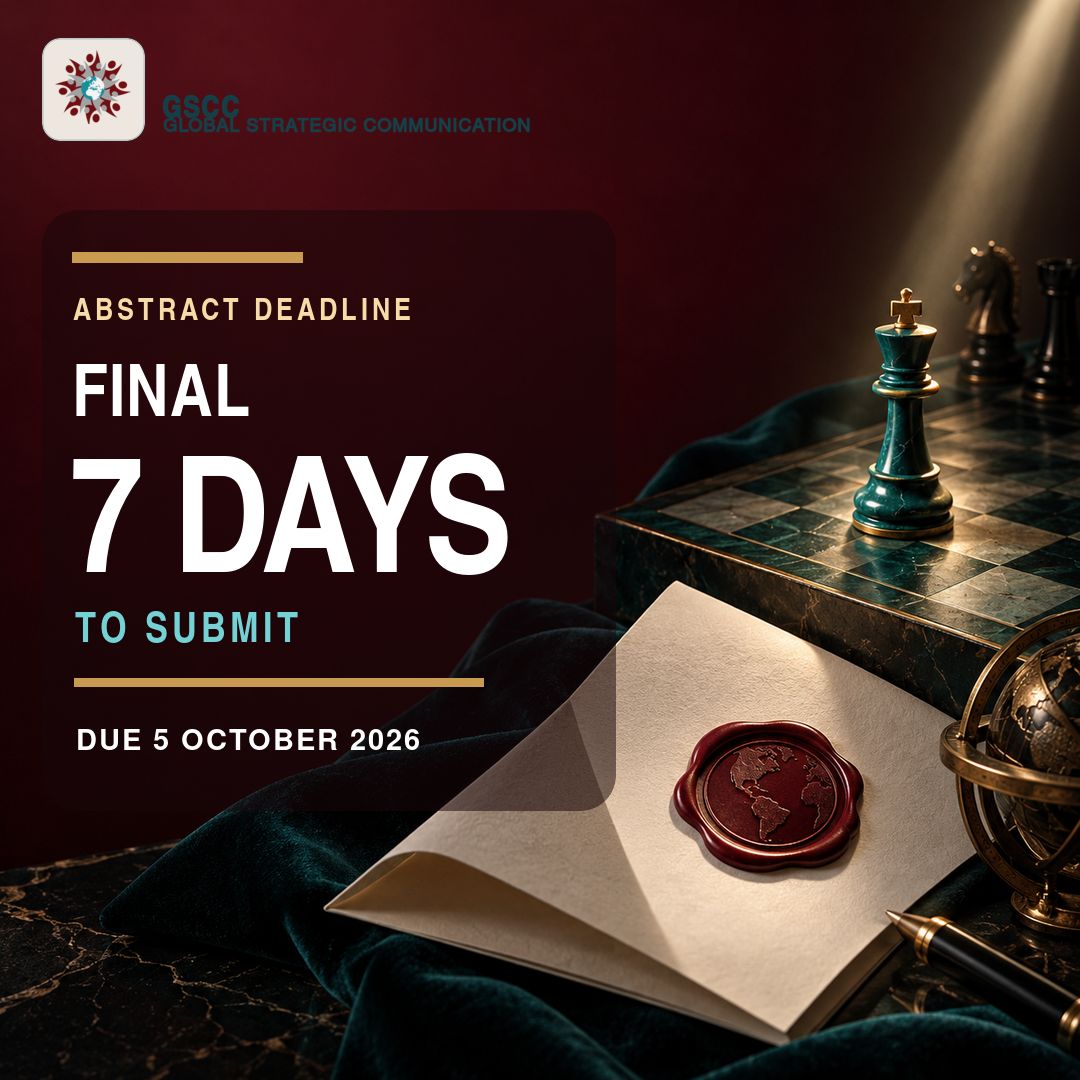 GlobalStratComm's tweet photo. Final 7 days: abstracts for the 2027 GSCC Conclave close 5 October. Completed research, research in progress, and concept talks are welcome. Bring your Power Play idea to Dubrovnik. Members: see your newsletter. #GSCC https://t.co/2DwPgl4FMd