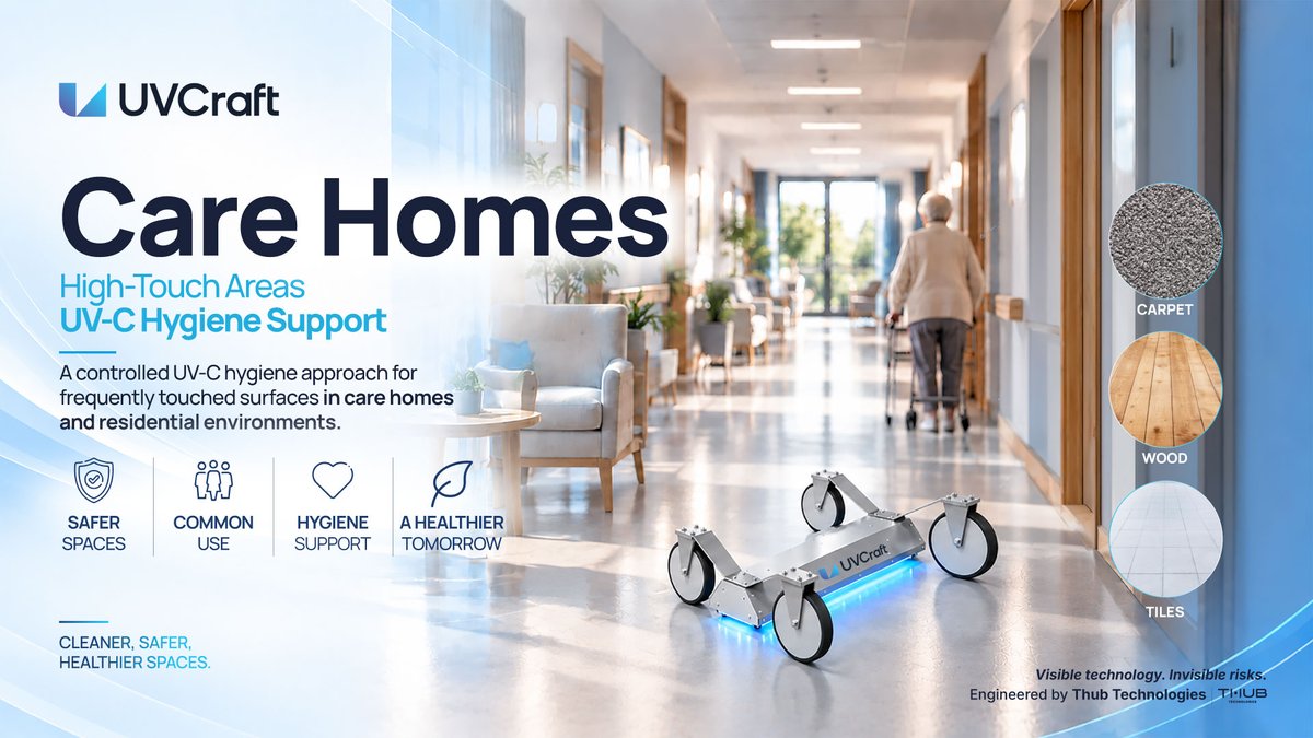 uvcraftuk's tweet photo. Designed for use on a variety of surfaces, including carpets, parquet flooring, and tiles, UVCraft solutions help support hygiene standards across living spaces.
For more information, read our latest blog post: https://t.co/JYDp9IbYa0
#UVCraft #UVC #HygieneTechnologym https://t.co/jVKiKc56rG