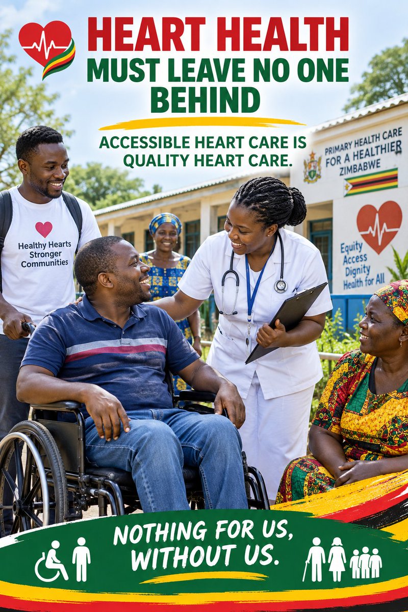 zihazim's tweet photo. ♿ HEART HEALTH MUST LEAVE NO ONE BEHIND
Accessible information. Inclusive screening. Affordable medicines. Respectful care. Meaningful participation.
Nothing for Us, Without Us.
#WorldHeartDay #ZIHA
@mohcczimbabwe https://t.co/iBq0dE35Fx
