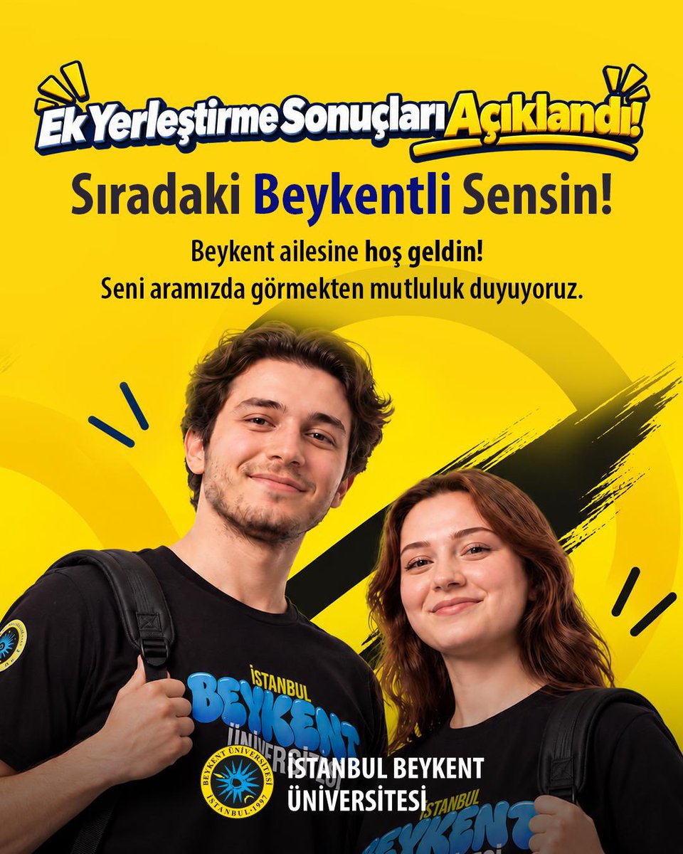 BeykentUnv's tweet photo. Sıradaki Beykentli Sensin! 💛

Ek yerleştirme sonuçlarıyla birlikte aramıza yeni katılan tüm öğrencilerimize hoş geldin diyor, üniversite hayatlarında başarılar diliyoruz. ✨

#İstanbulBeykentÜniversitesi #EkYerleştirme https://t.co/ToYuUBLmxv