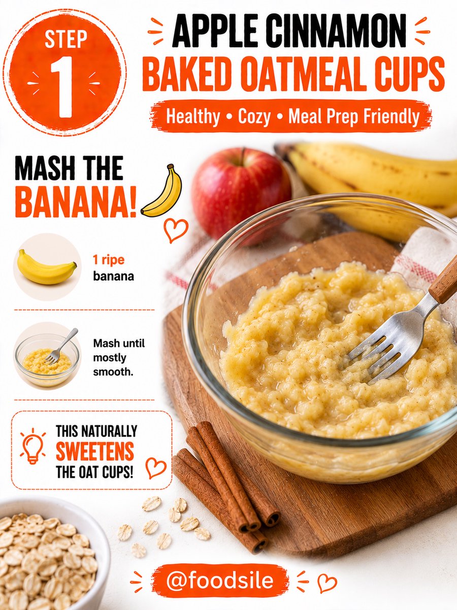 benjaminwhitemh's tweet photo. Apple Cinnamon Baked Oatmeal Cups: warm, soft, and full of cozy flavor. Made with oats, banana, apples, walnuts, and maple syrup—perfect for breakfast, meal prep, or a wholesome snack. Save this recipe! Comment “YES” for more. https://t.co/dWVo4mRTGW