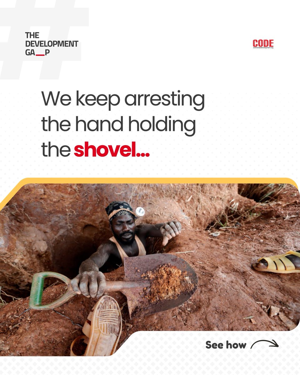 Connected_dev's tweet photo. The miner gets caught. Who gets paid? ⛏️🔍

This week on #TheDevelopmentGap, we look beyond the mining pit.

We ask: Who finances extraction? Who buys the minerals? Who pockets the proceeds? Because accountability cannot stop at the person holding the shovel. 

1/3🧵
#TheDevelopmentGap #FollowTheMoney