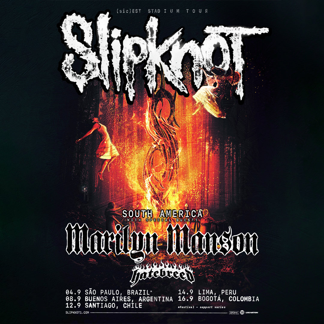 hatebreed's tweet photo. Hitting the road with @slipknot for the (sic)est Stadium Tour in London, UK &amp; LATAM. Tix on sale this Friday October 2 @ 10am local. PLEASE NOTE HATEBREED DOES NOT PLAY THE SAO PAULO FESTIVAL DATE @thetownfestival https://t.co/ldAF9GtM7F