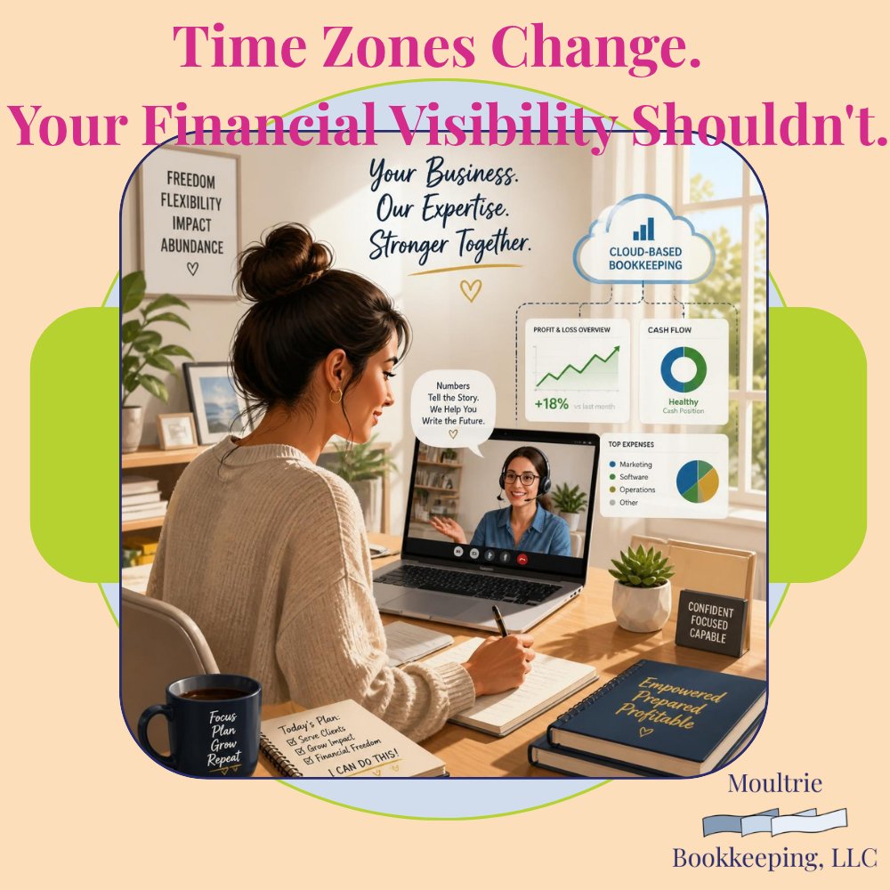 DesLovesNumbers's tweet photo. National remote service delivery means time zone differences never stop your books from staying up to date! 🌐

Wake up to reconciled transactions &amp; updated financials seamlessly.

Upgrade your backend operations. DM Moultrie Bookkeeping today! https://t.co/vGnrdAMTWL