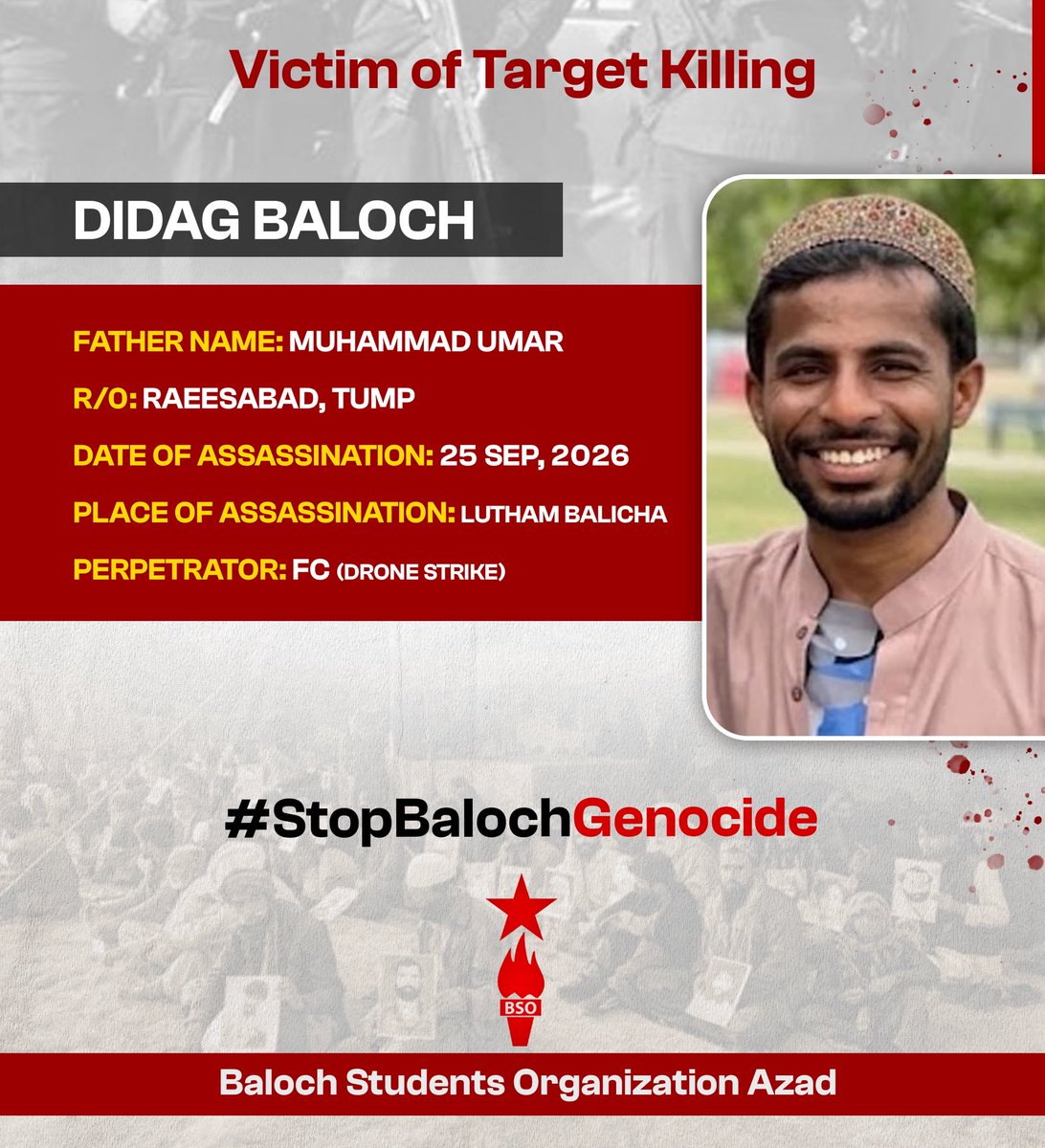 bsoazadmedia's tweet photo. The Occupying Pakistani forces killed four Baloch civilians in a drone strike in Balicha, Tump area of Balochistan. The civilians were on a picnic in nearby town of Balicha and were attacked by the drone strike of tyrant Pakistani military. 

No one is safe in occupied Balochistan.

#StopBalochGenocide