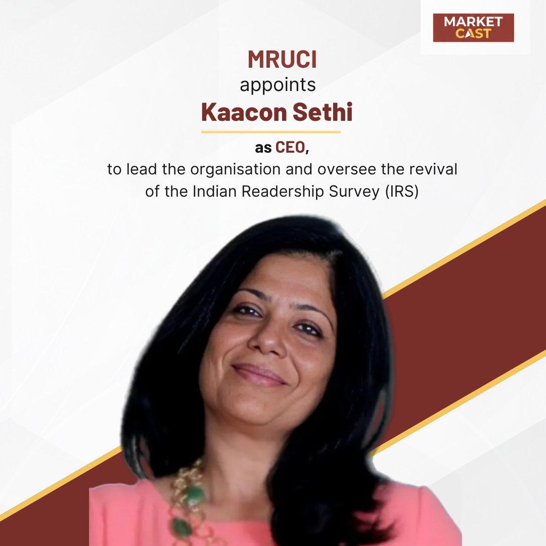 MarketCastIn's tweet photo. Kaacon Sethi joins MRUCI as CEO, bringing his experience in media and publishing to lead the organisation and oversee the revival of the Indian Readership Survey (IRS).

#MRUCI #KaaconSethi #Media #PeopleMovement #MarketCast https://t.co/lN1kzc1eGa