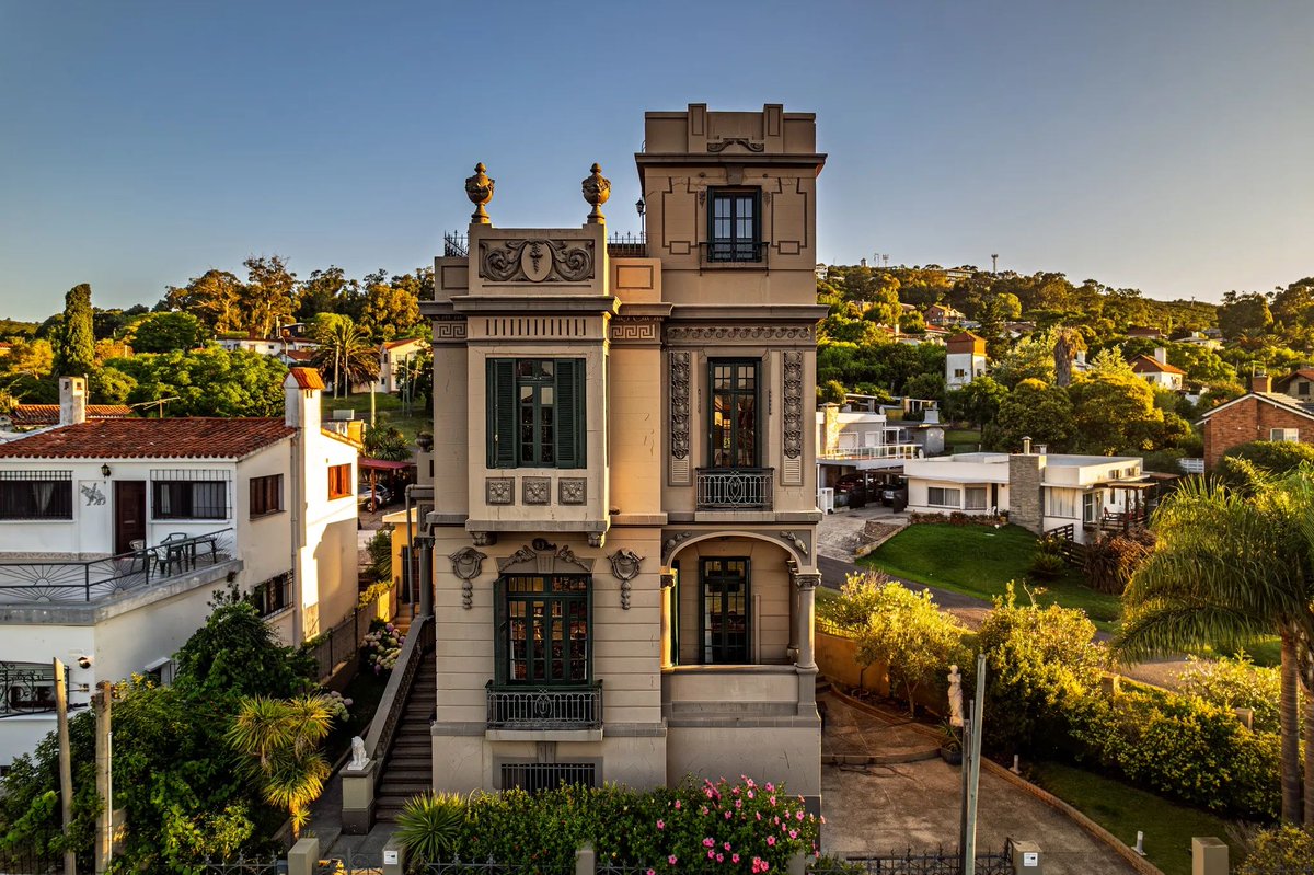 itsjacksworld's tweet photo. Uruguay has the same old-world coastal life people fly to Italy and France for.

Like this 1912 mansion in Piriápolis, 650 feet from the beach.

Fully restored. 6 bedrooms, 4 bathrooms, 3,900 sq ft, and a rooftop terrace over the bay.

Two saunas and a separate guest apartment.

Piriápolis is a small beach city with a long waterfront, a marina, and restaurants along the bay.

The house was built by Francisco Piria, the man who founded the city.

$675k.

Uruguay is safe, stable, and calm, with a coastline full of gems like this.