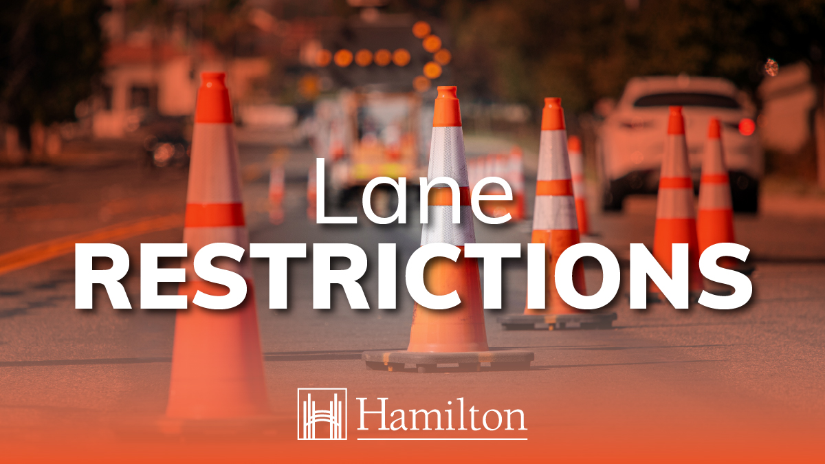 cityofhamilton's tweet photo. Emergency water work is underway near Wellington St S &amp; Hunter St E.

Wellington St S is closed from Jackson St E to Hunter St E, with lane restrictions, including the bike lane, on Hunter St E from Wellington to Spring St.

Work is expected to wrap up by 5pm today. https://t.co/Ju4mt8rbR0