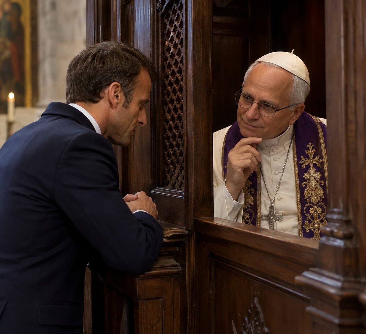 FabienRaynaud's tweet photo. "Très saint Père pardonnez-moi parce que j'ai pêché. Je me suis fait passé pour le Mozart de la finance et j'ai ruiné le pays." https://t.co/qxNW9cMCAI