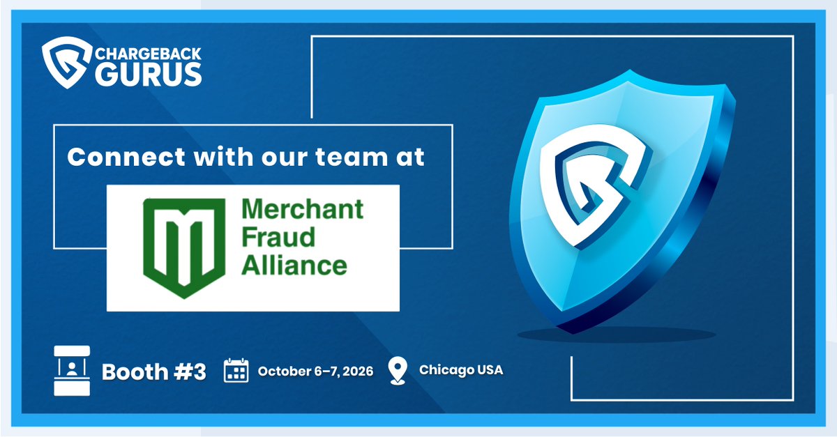 ChargebackGurus's tweet photo. At the Merchant Fraud Alliance (MFA), CBG will be sharing perspectives on how data, AI, and dispute intelligence can help businesses better understand chargeback trends and strengthen prevention and recovery. 

Continue the conversation at Booth #3. 

#ChargebackGurus #MerchantFraudAlliance #MFA #FraudPrevention #Chargebacks #Payments