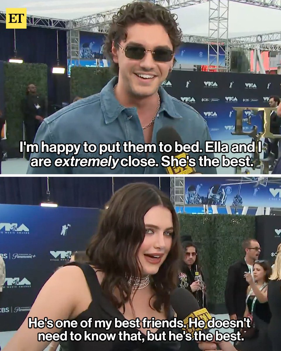xwellsygraham's tweet photo. Just Belmont and Ella sharing the same brain cell 😭😂 #VMAs https://t.co/n76ZqqMRVV
